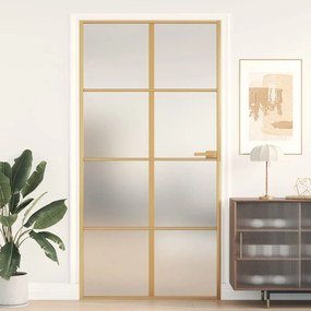 vidaXL Ușă interior Slim auriu 102,5x201,5cm sticlă temperată/aluminiu