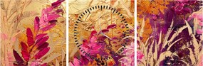 Tablou - Pictură abstractă de flori II. (cu ceas) (90x30 cm)
