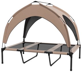 PawHut Pat pentru câini și pisici pe picioare, pat pentru câini ridicat, velum anti-UV, Oxford, sac de transport 106 x 76 x 94 cm, cafeniu | Aosom Romania