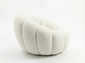 Fotoliu design BLOOM cu taburet, crem