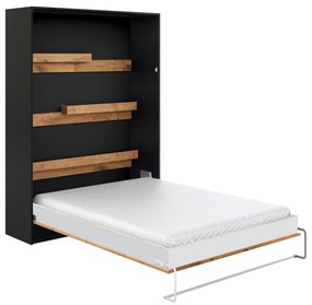 Pat rabatabil vertical Modern 160x200 - negru / stejar Lancelot