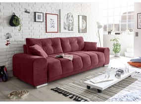 CANAPEA EXTENSIBILA CATIFEA FELIPE, 260X90X95 CM, CULOARE VISINIU, 4 PERNE INCLUSE