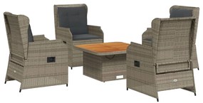 3262734 vidaXL Set mobilier de grădină cu perne, 5 piese, gri, poliratan