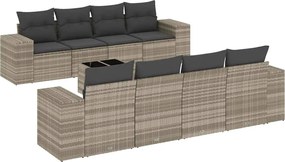 vidaXL Set canapele de grădină cu perne, 9 piese gri deschis poliratan