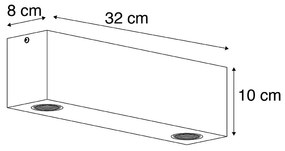 Spot de tavan rustic din lemn vintage cu 2 lumini - Bloc
