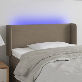 3122942 vidaXL Tăblie de pat cu LED, gri taupe, 93x16x78/88 cm, textil