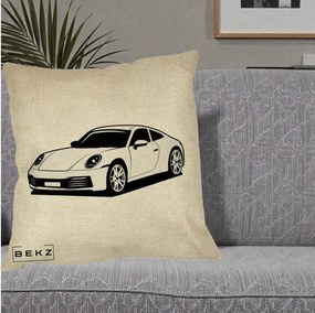 Perna Personalizata Porsche 911 Silueta, 40x40 cm, Crem, Husa Detasabila, Perna Inclusa, BEKZ®