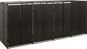 vidaXL Magazie de pubele cvadruplă, negru, 274x80x117 cm, poliratan