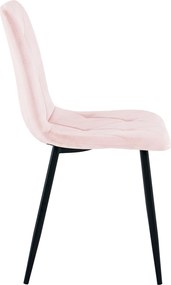 Scaun de dining din catifea roz deschis LIBRA cu picioare negre