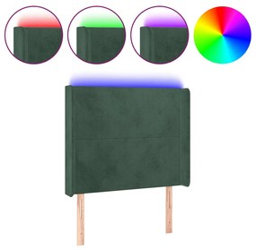 Tablie de pat cu LED, verde inchis, 103x16x118 128 cm, catifea 1, Verde inchis, 103 x 16 x 118 128 cm