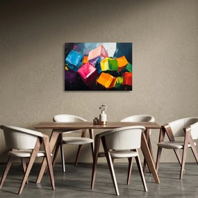 Tablou pe sticlă - Cuburi colorate (70x50 cm)