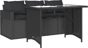 vidaXL Set mobilier de grădină cu perne, 2 piese, negru, poliratan