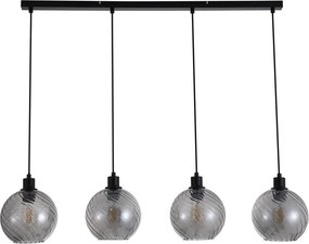 Lustra cu 4 pendule metal negru, sticla fumurie Radiance