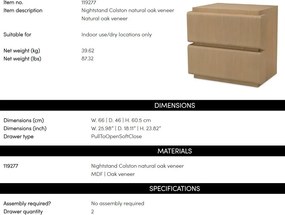 Noptiera LUX Furnir Stejar Natur, Colston