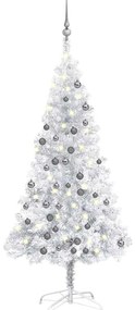 vidaXL Brad Crăciun pre-iluminat cu set globuri, argintiu, 150 cm, PET