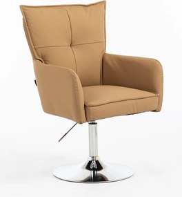 HR250N Scaun Piele Ecologică Premium Soft Culoare Caramel Bază Cromata