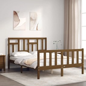 3193139 vidaXL Cadru de pat cu tăblie, maro miere, 120x200 cm, lemn masiv