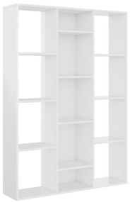 Separator cameră/bibliotecă alb extralucios 100x24x140 cm pal