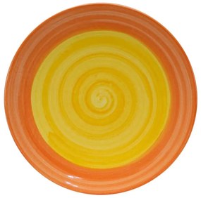 Farfurie desert 20 cm, Alb cu spirala galben/orange