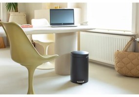Cos de gunoi cu pedala Brabantia NewIcon 649741, 12 L, Inchidere lina, Baza antiderapanta, Finisaj mineral, Gri inchis
