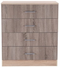 Comodă Miami cu 4 sertare 80x92 cm stejar York-stejar Sonoma