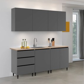 Mobilier de bucătărie, 2 m, grafit, ASTI