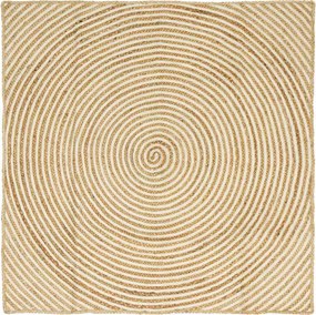 vidaXL Covor Natural și Alb 120 x 120 cm Iută