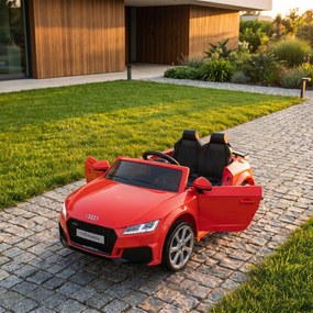 HOMCOM Mașină Electrică AUDI TT pentru Copii, Mașină Electrică cu Telecomandă, USB, Uși cu Deschidere și Faruri LED, 102x60x44 cm, Roșu
