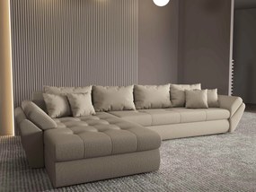 Colțar extensibil dumonde cu ladă de depozitare si sezut confortabil din spuma high-density, Loana XL Enjoy Camel 335x185 cm