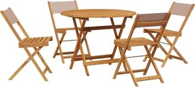 vidaXL Set mobilier de grădină 5 piese textil taupe/lemn masiv