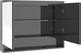 vidaXL Dulap de baie cu oglindă, gri strălucitor, 80x15x60 cm, MDF