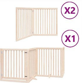 vidaXL Poartă de câini pliabilă cu ușă, 8 panouri, 640 cm, lemn plop