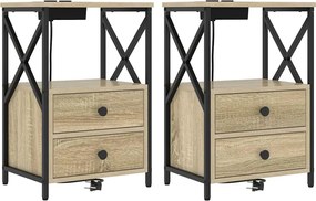 vidaXL Dulap de noapte cu sertar 2 pcs Stejar Sonoma 40 x 31 x 60 cm