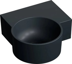 Lavoar suspendat Omnires Ovo M+ finisaj negru lava mat 33.5 cm dreapta