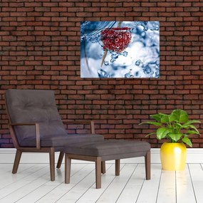 Tablou pe sticlă - detailu zmeură în apă (70x50 cm)