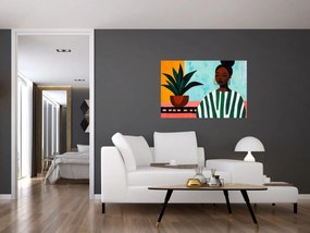 Tablou - Femeie cu floare (90x60 cm)