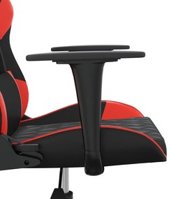 Scaun de gaming de masaj, negru si rosu, piele ecologica