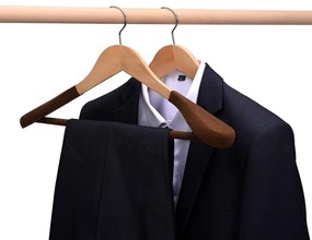 Umeraș Antialunecare din Lemn cu Carlig Metalic si Bara pentru Pantaloni, Prestige Hold, UnicUtil, 45 x 5.5 x 22.5 cm, Natur, UUUM61