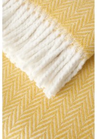 Pled din amestec de bumbac Euromant Skyline, 140 x 180 cm, galben