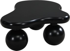 Masă de cafea în stil de nor, cu iluminare LED și design cu picioare rotunde, 95x62,5x32 cm, Negru