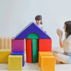 HOMCOM Set de Construcții Moi pentru Copii de 1-3 Ani cu 11 Forme, în PU și EPE, Culori Variate | Aosom Romania