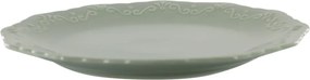 Farfurie întinsă din porțelan verde mentă, D27 cm, model dantelă în relief, „Provence"