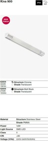 Aplica LED pentru baie IP44 KIVA 900 negru 14W 2700K