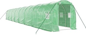 vidaXL Seră cu cadru din oțel, verde, 32 m², 16x2x2 m