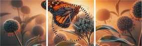 Tablou – Fluture în soare apunând (cu ceas) (90x30 cm)