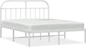 vidaXL Cadru de pat metalic cu tăblie, alb, 140x200 cm