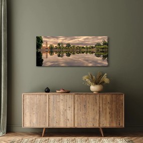 Tablou cu lac și copaci (120x50 cm)