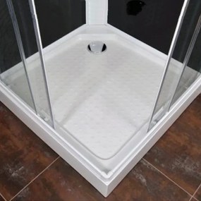 Cabină de duș pătrată Polo White II, albă, cu cădiță de duș acrilică, 90x90x195 cm