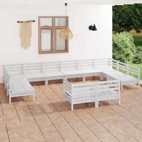 3083495 vidaXL Set mobilier de grădină, 12 piese, alb, lemn masiv de pin