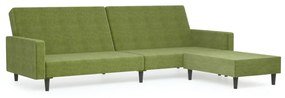 3080504 vidaXL Canapea extensibilă cu taburet 2 locuri, verde deschis, catifea